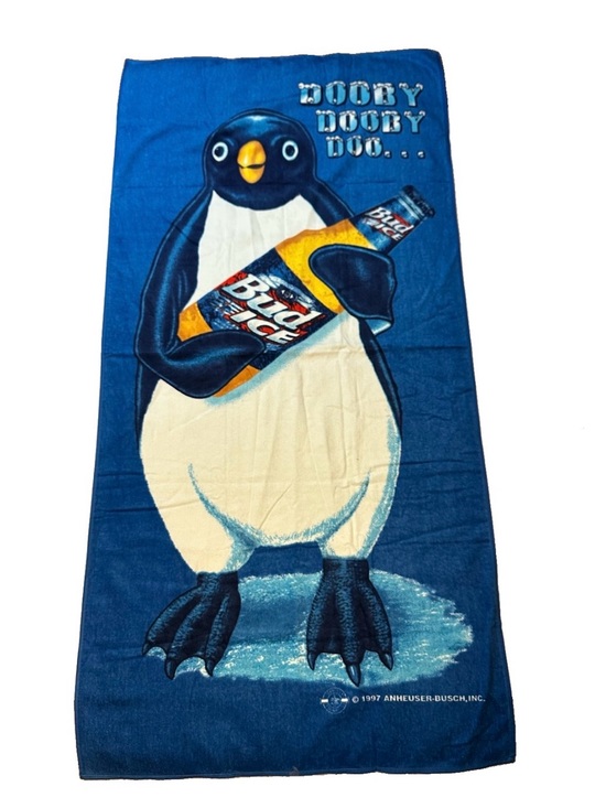 Budweiser Other - Vintage 1997 Budweiser Bud Ice Penguin “Dooby Dooby Doo…” Beach Towel